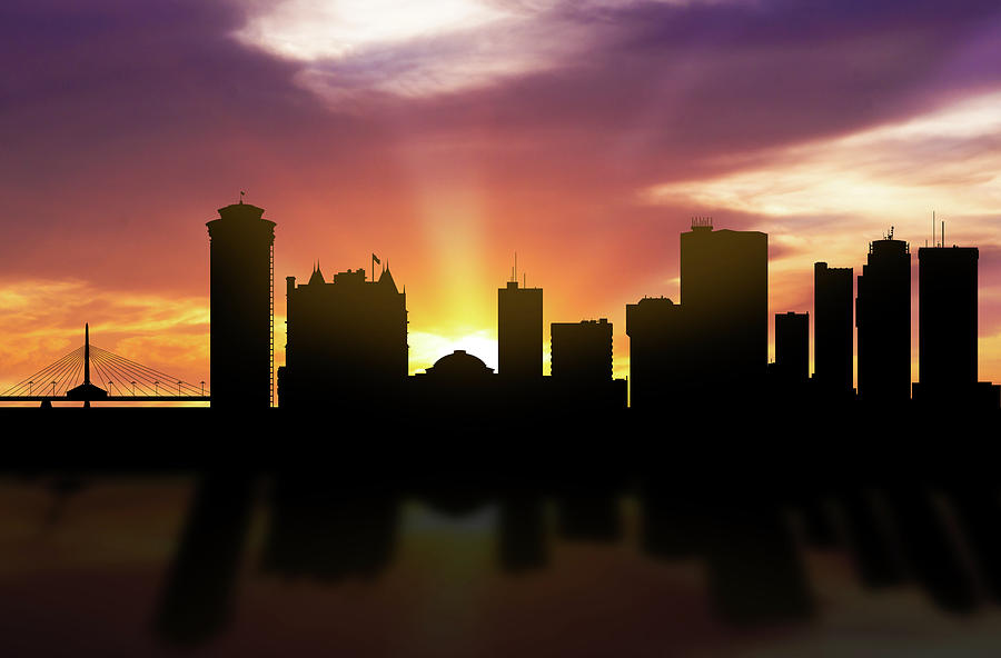 Winnipeg Skyline Sunset Cambwi22 Digital Art