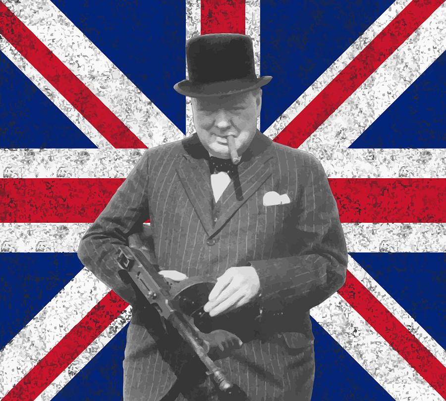 Winston Churchill Painting - Winston Churchill and His Flag by War Is Hell Store