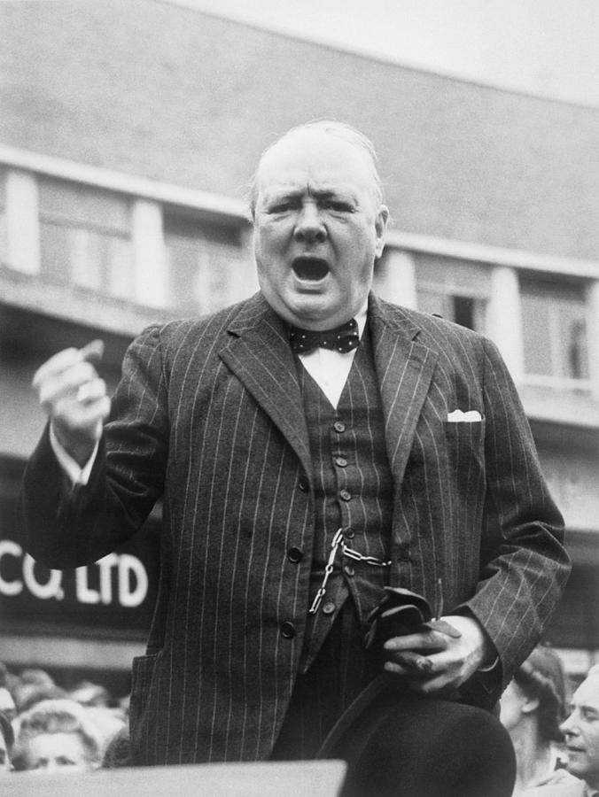 Winston Churchill Campaigning - 1945 Photograph by War Is Hell Store