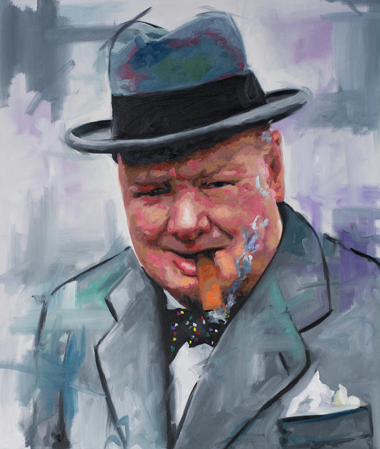 Art print poster Canvas Winston Churchill with Cigar