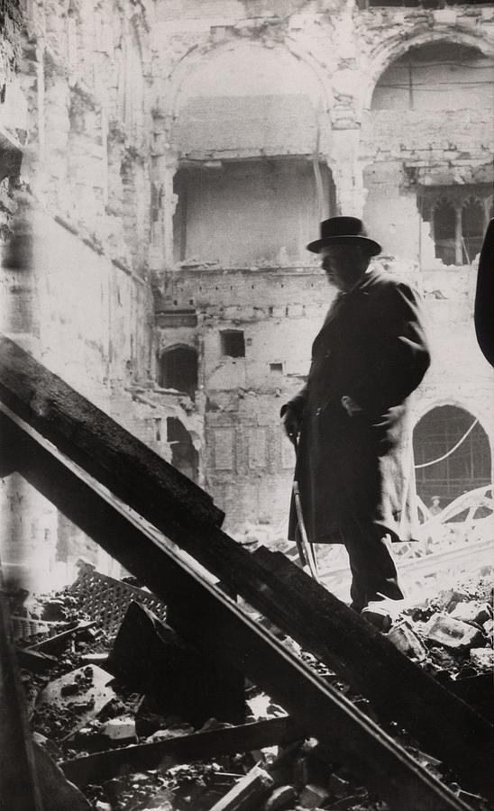 Winston Churchill Inspecting Bomb Photograph by Everett