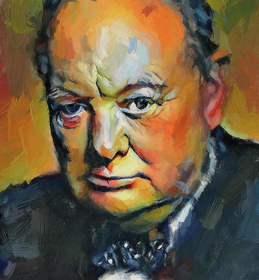 Winston Churchill Portrait Impress Digital Art by Yury Malkov - Pixels