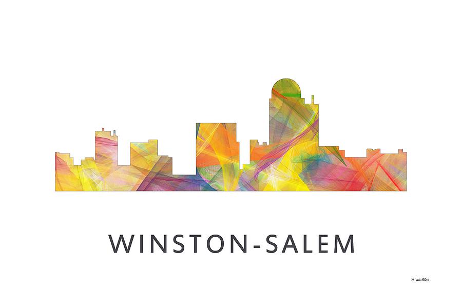 Architecture Digital Art - Winston-Salem NC Skyline by Marlene Watson