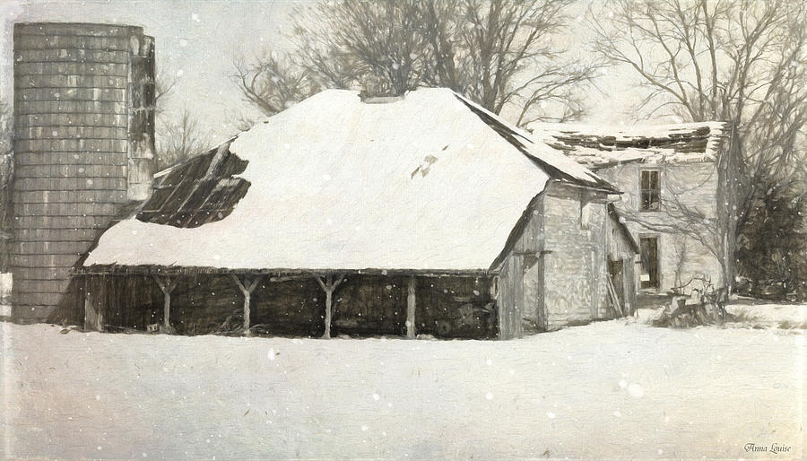 Winter Abandoned Farmstead Sketch Photograph by Anna Louise