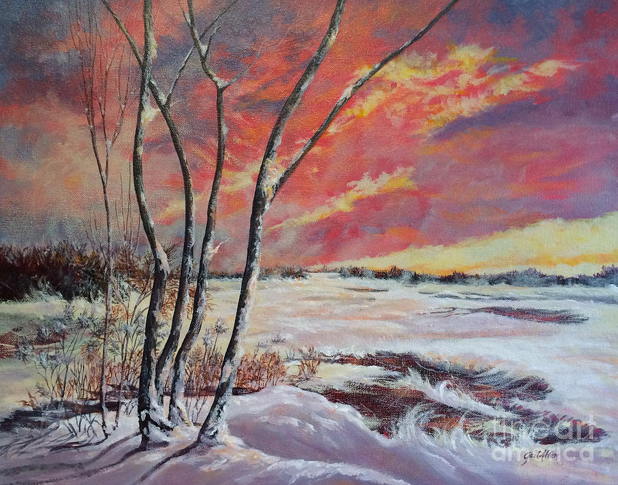 Winter Across the Lake  Painting by Gail Allen