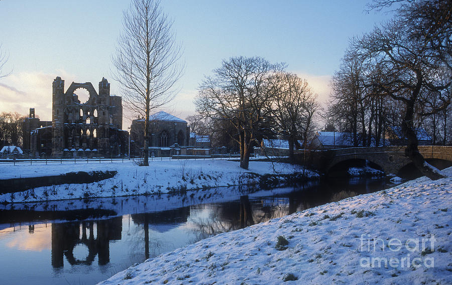 River Lossie and Elgin Cathedral in winter - Scotland Photograph by Phil Banks