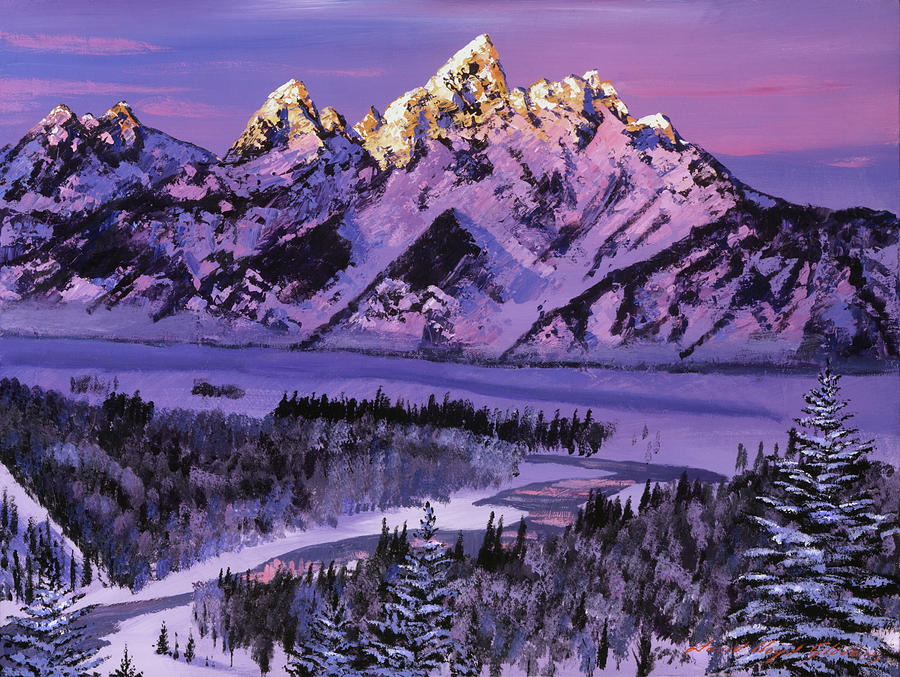 Winter Air Grand Tetons Painting by David Lloyd Glover