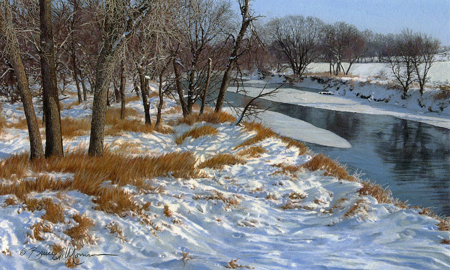 Winter Along the Little Sioux Drawing by Bruce Morrison