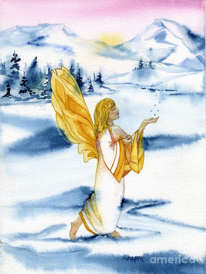 Winter Angel Painting by Donna Acheson-Juillet