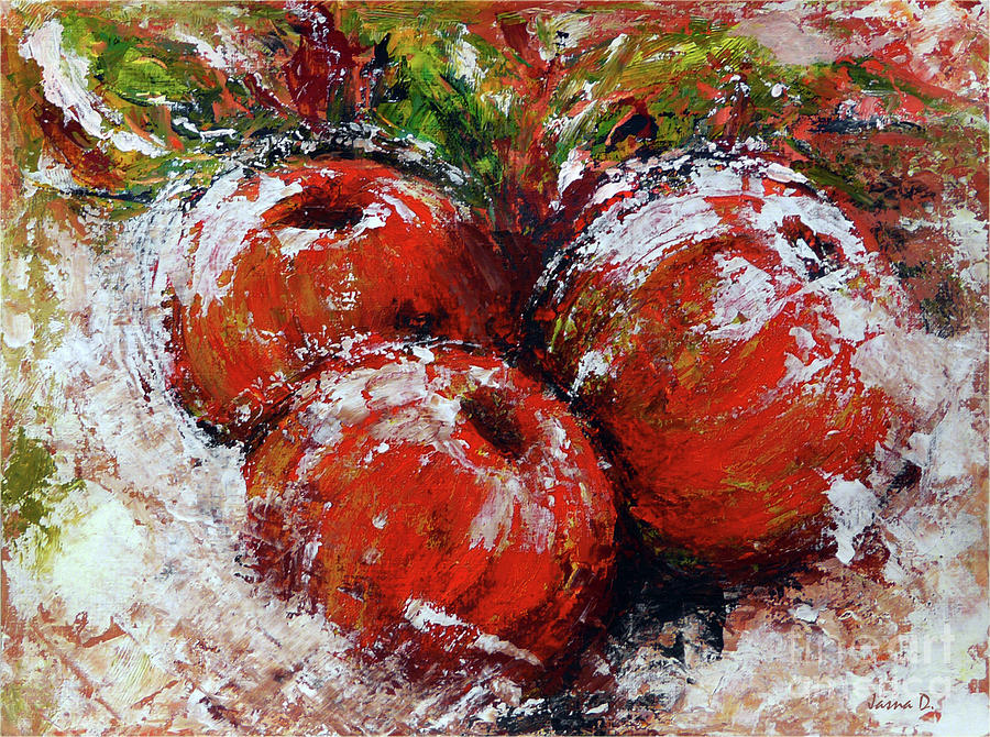 Winter Apples Painting by Jasna Dragun