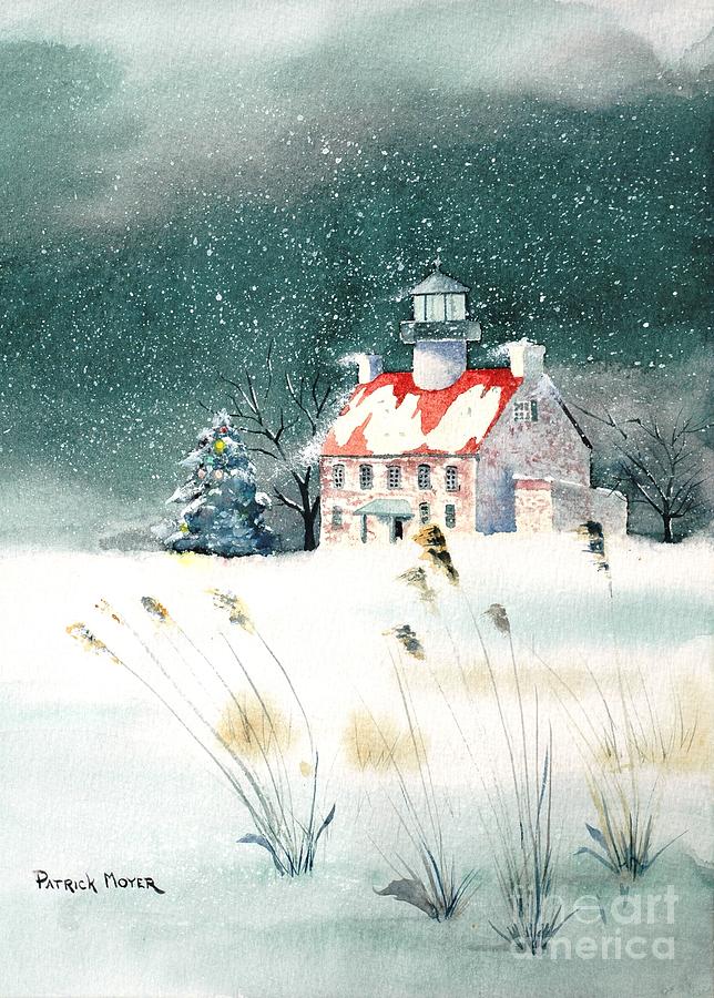 Winter Painting - Winter at East Point Lighthouse by Patrick Moyer