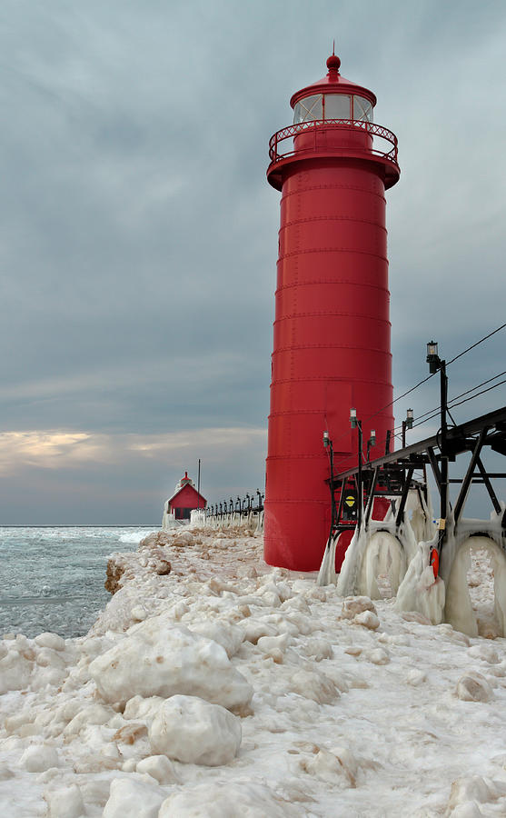 Winter at Grand Haven Lighthouse Photograph by Susan Rissi Tregoning