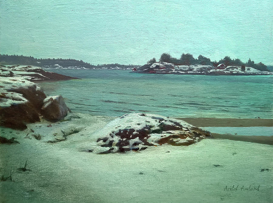 Winter Painting - Winter at Groos by Arild Amland Winter Painting - Winter at Groos by Arild Amland
