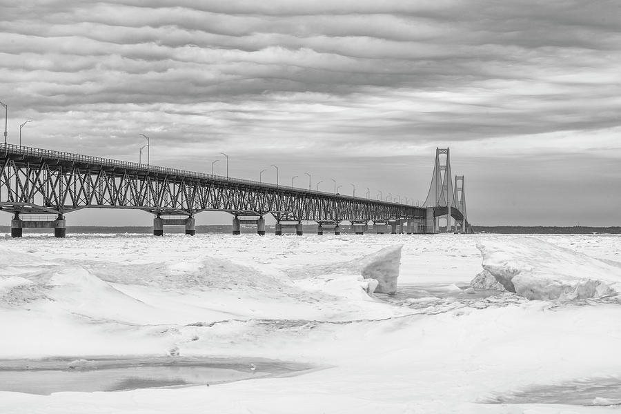 Winter at Mackinac Bridge Photograph by John McGraw