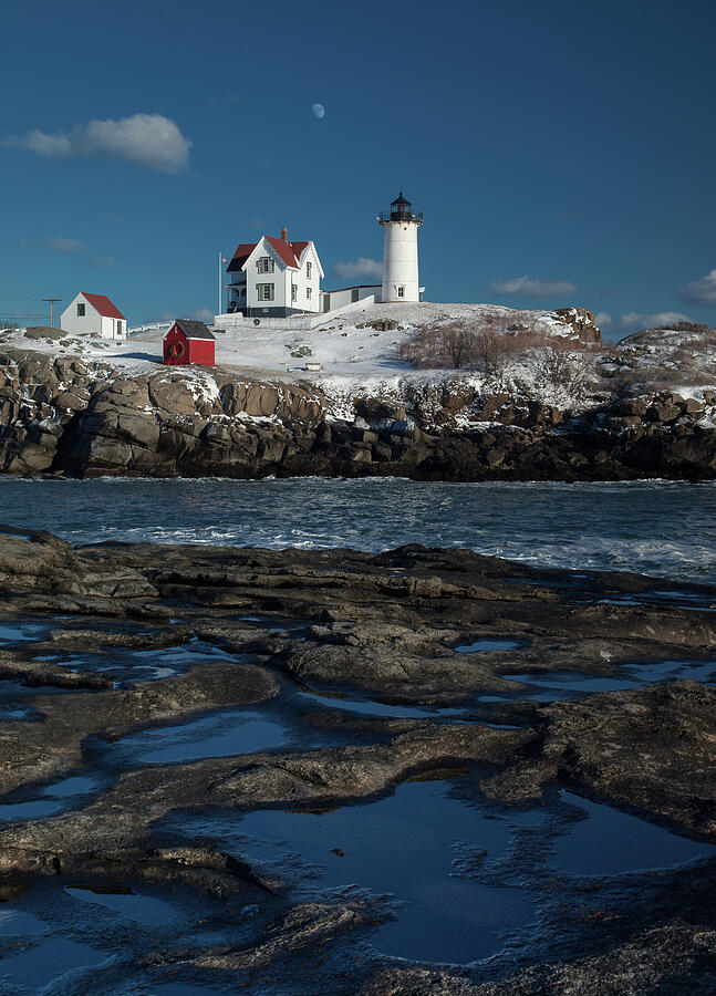 Winter at Nubble Lighthouse Photograph by David Smith