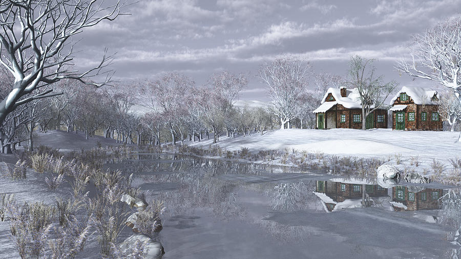 Winter at the Lake Digital Art by Jayne Wilson