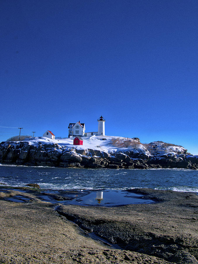 Winter at the Nubble Lighthouse - York - Maine III Photograph by Steven Ralser