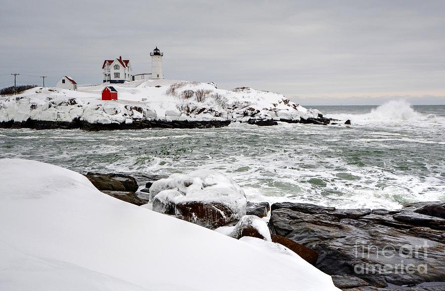 Winter at the Nubble Photograph by Steve Brown