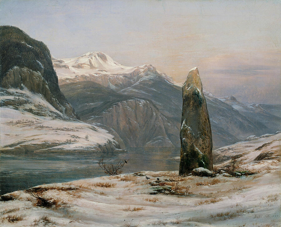 Winter at the Sognefjord, from 1827 Painting by Johan Christian Dahl