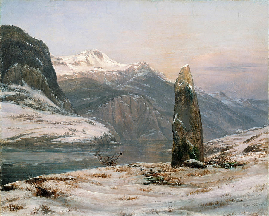 Winter at the Sognefjord Painting by Johan Christian Dahl Winter at the Sognefjord Painting by Johan Christian Dahl