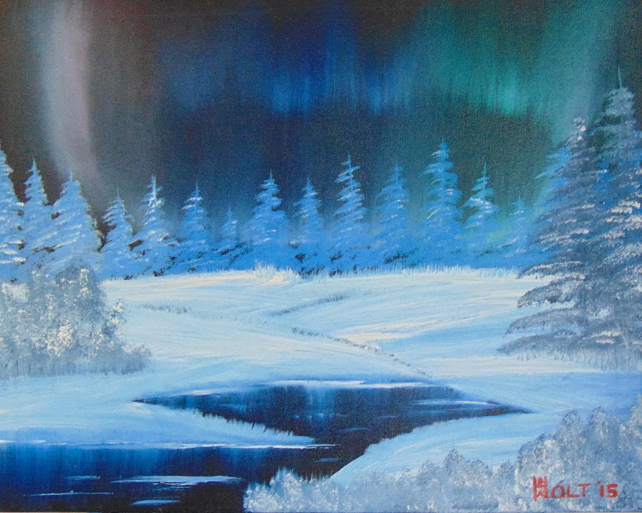 Tree Painting - Winter Aurora by Alan K Holt