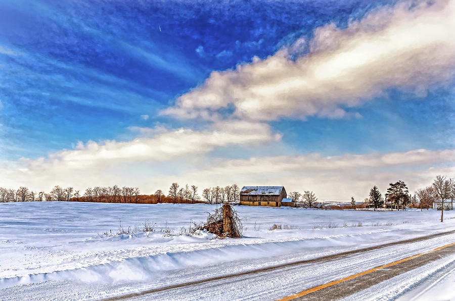 Winter Barn 3 - Paint Photograph by Steve Harrington