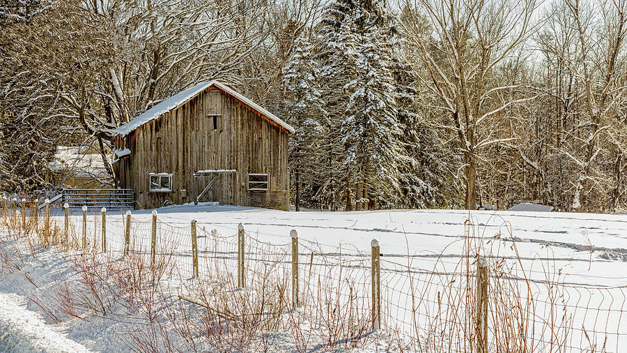 Winter Barn and Pasture Photograph by Rod Best