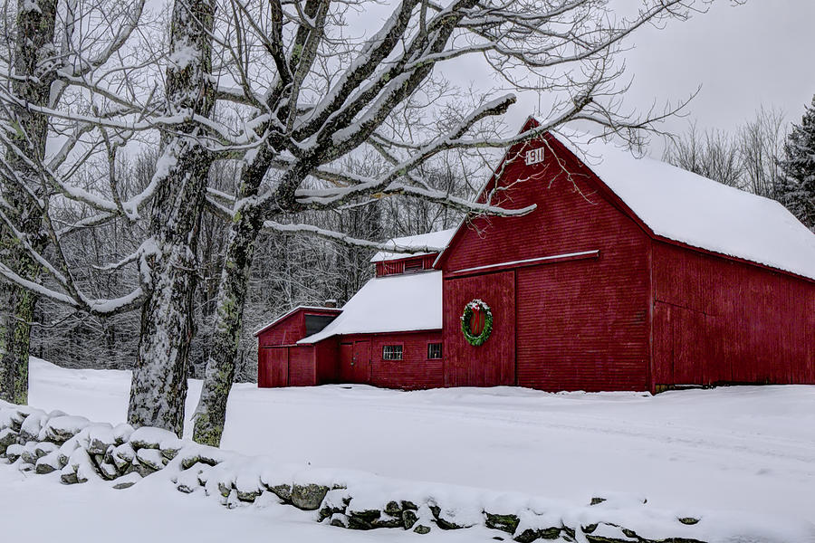 Winter Barn Photograph by White Mountain Images