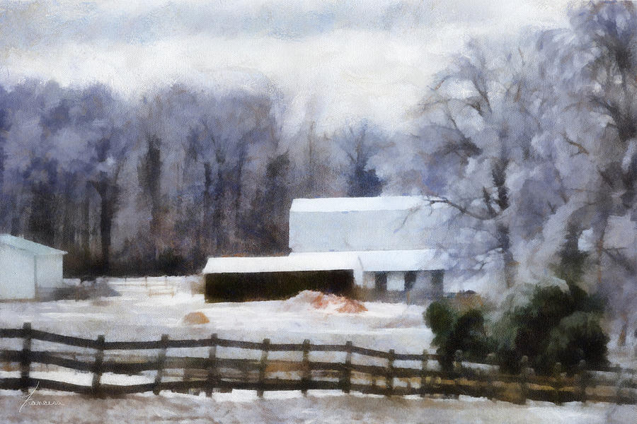 Winter Barn Digital Art by Frances Miller