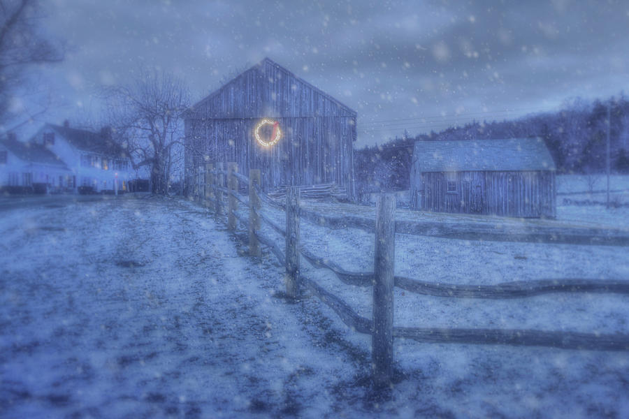 Winter Barn in Snow - Vermont Photograph by Joann Vitali