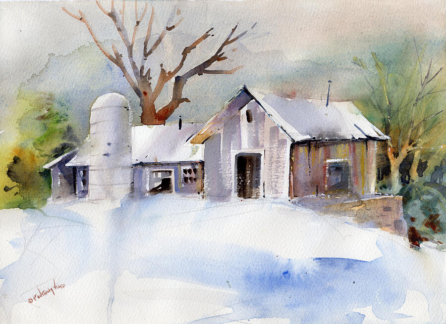 Winter Barn Painting by P Anthony Visco