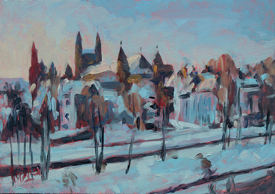Winter Basilica Our Lady Maastricht Painting by Nop Briex
