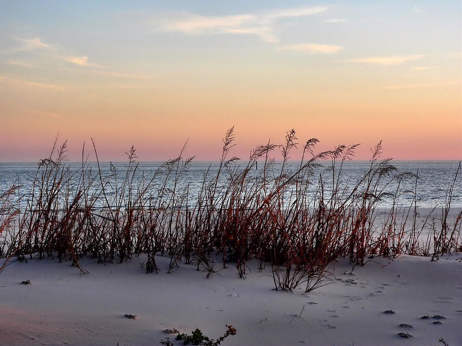Winter Beach Sunset Photograph by Kathy K McClellan