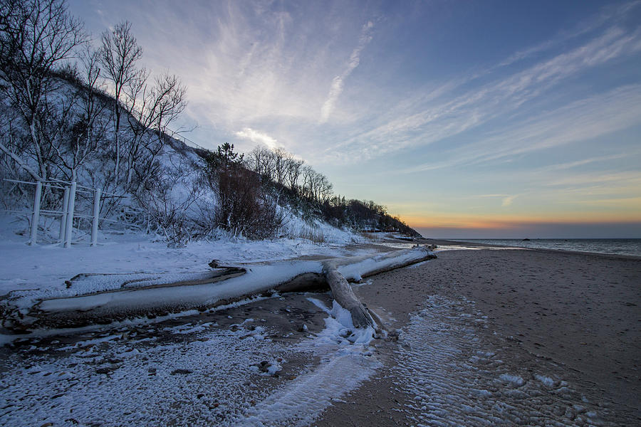 Winter Beach Sunset Photograph