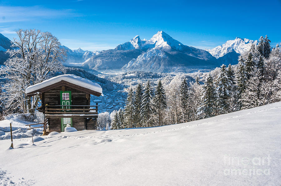 Holiday Photograph - Winter Beauty in Snowy Bavarian Alps by JR Photography