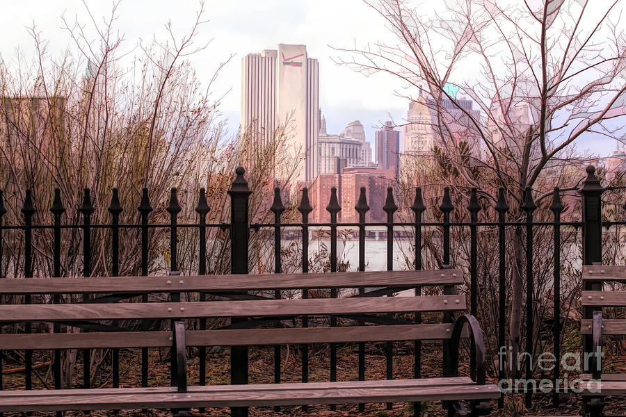 Winter Bench NYC Moods Digital  Digital Art by Chuck Kuhn