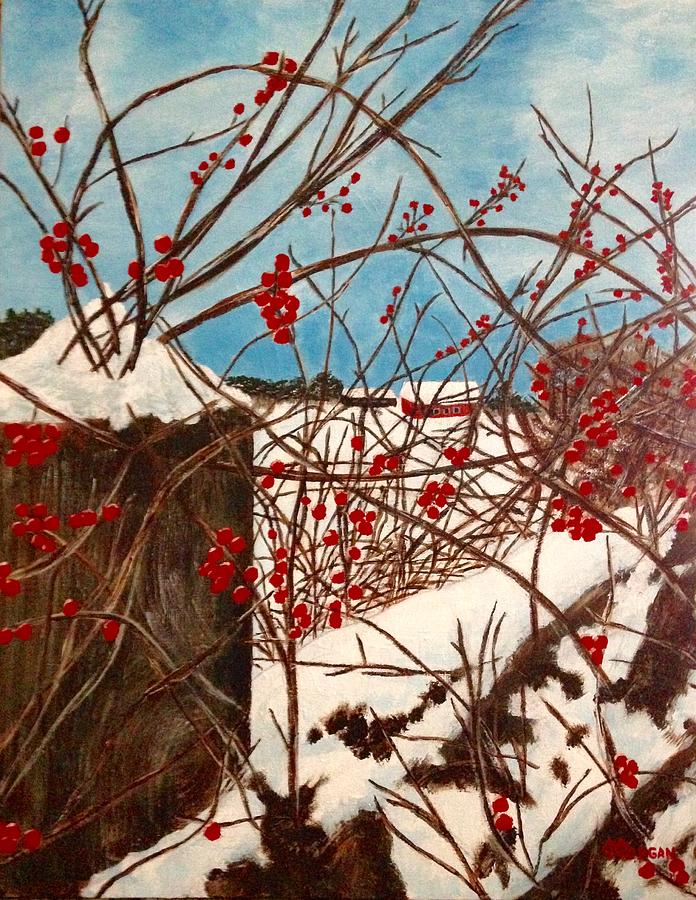 Winter Berries Painting by Cynthia Morgan