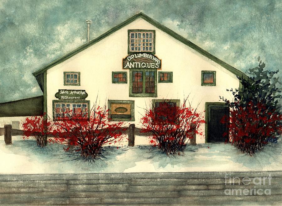 Winter Berries - Old Lumberyard Antiques Painting by Janine Riley
