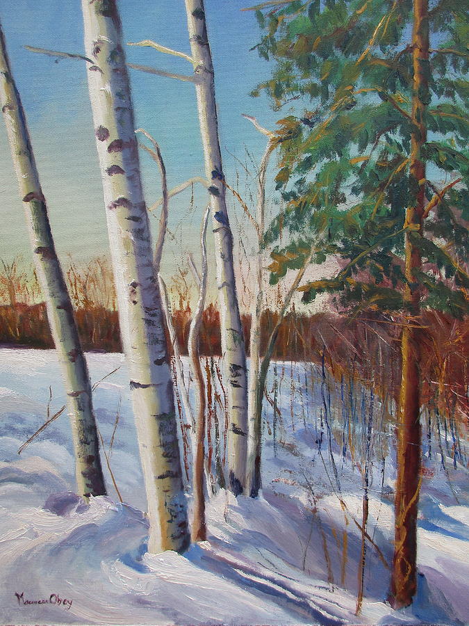 Winter Birch at Hale Painting by Maureen Obey