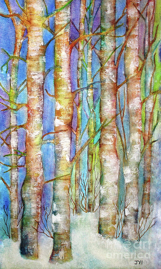 Winter Birch Painting by Janet Immordino