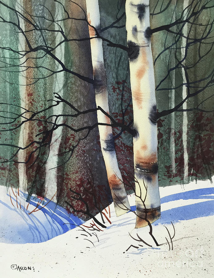 Winter Birch Painting by Teresa Ascone