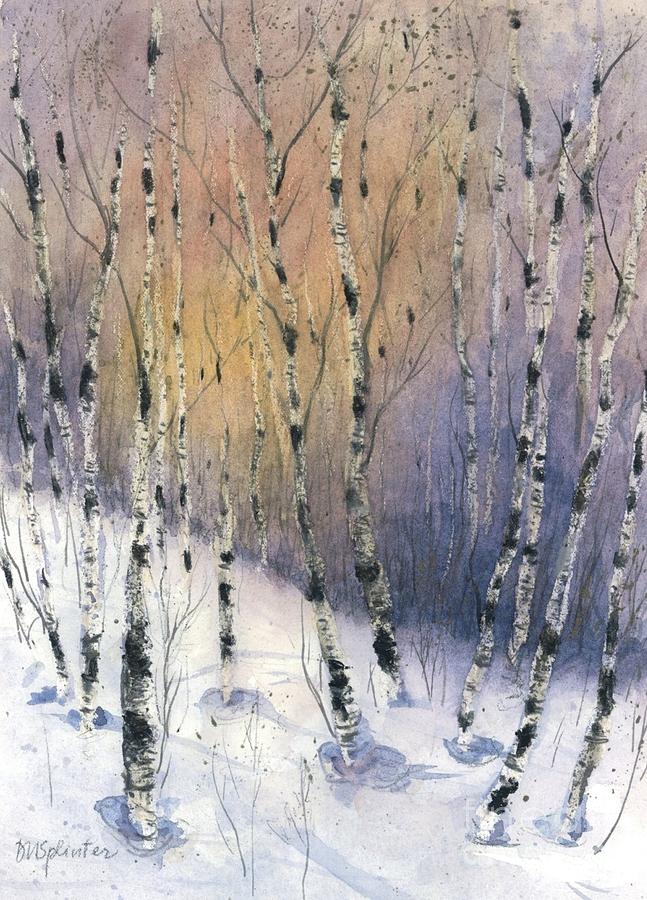 Winter Trees Painting - Winter Birches by Diane Splinter