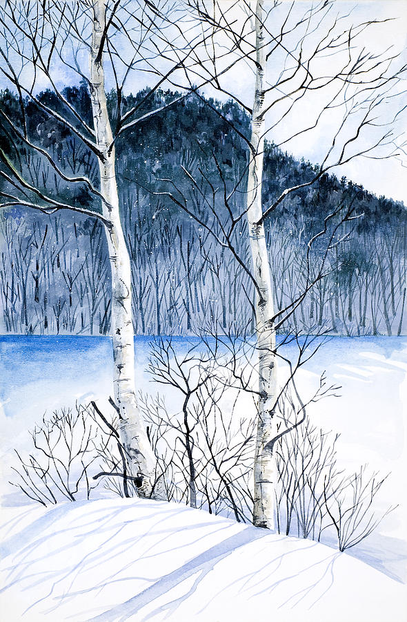 Winter Birches Painting by Virginia McLaren