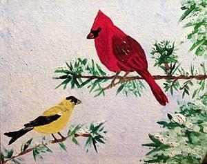 Winter Birds Painting