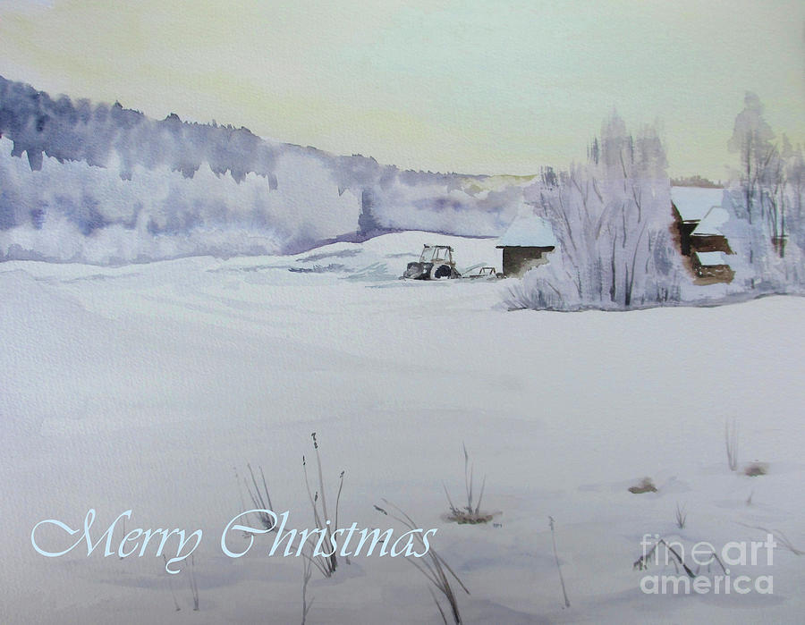 Winter Blanket Merry Christmas blue text Painting by Martin Howard