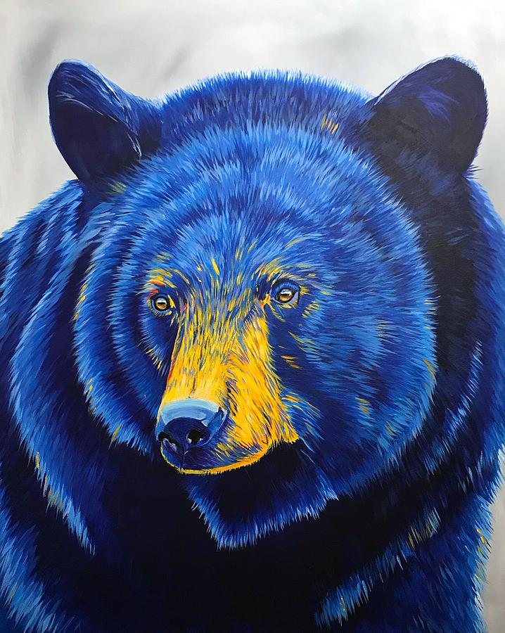 Mountain Painting - Winter Blueberry - Black Bear by Kylie Fine Art