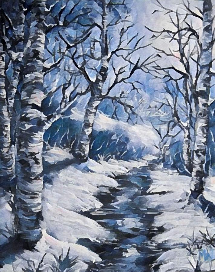 Winter blues digital Painting by Megan Walsh