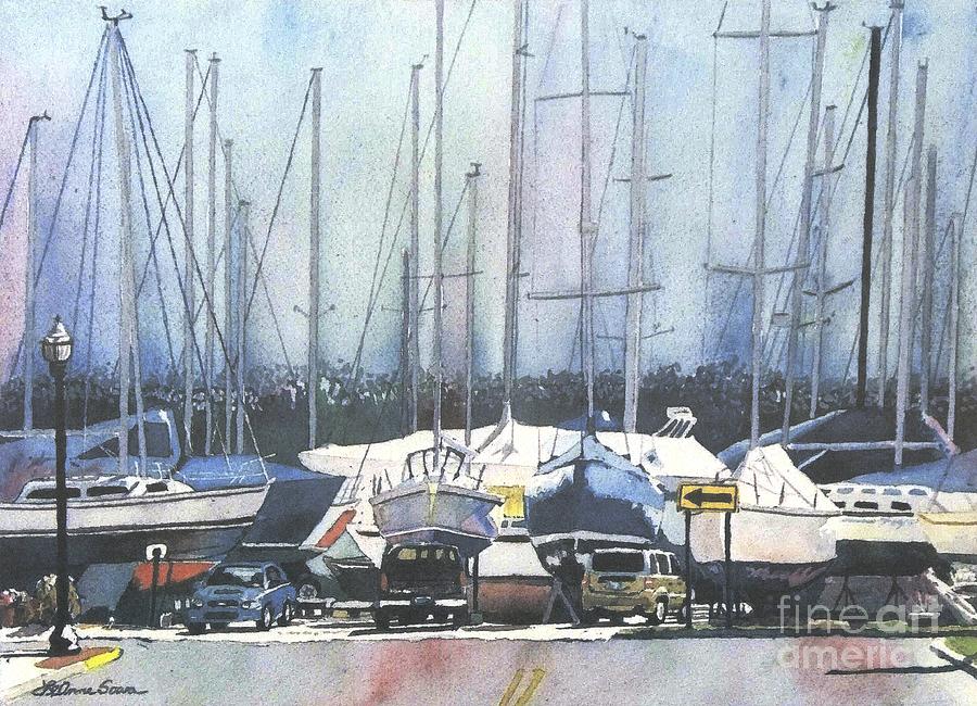 Winter Blues, Sail Boats, Boating Paintings, Boat Paintings, Boat Prints Painting by LeAnne Sowa