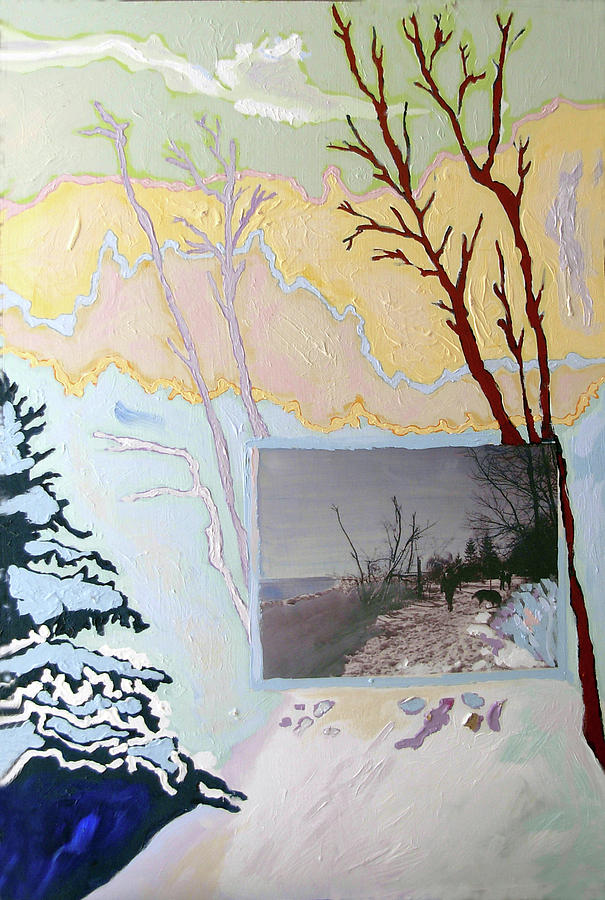 Winter Boardwalk Painting by Lory MacDonald