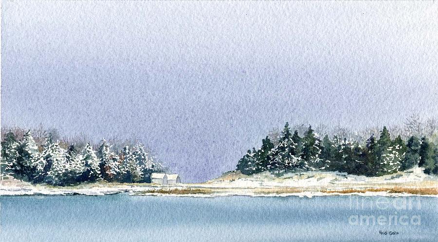 Winter Boat Houses Painting by Heidi Gallo